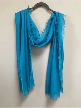 Lightweight Turquoise Fringe Scarf - Women Accessories
